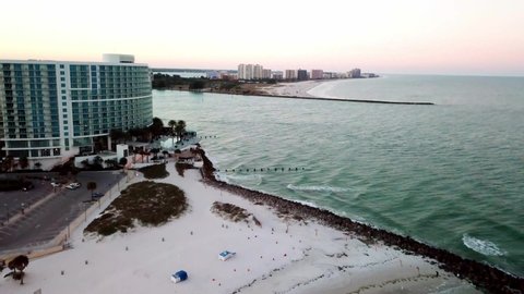 Clearwater Beach Aerial at Sunrise Push in