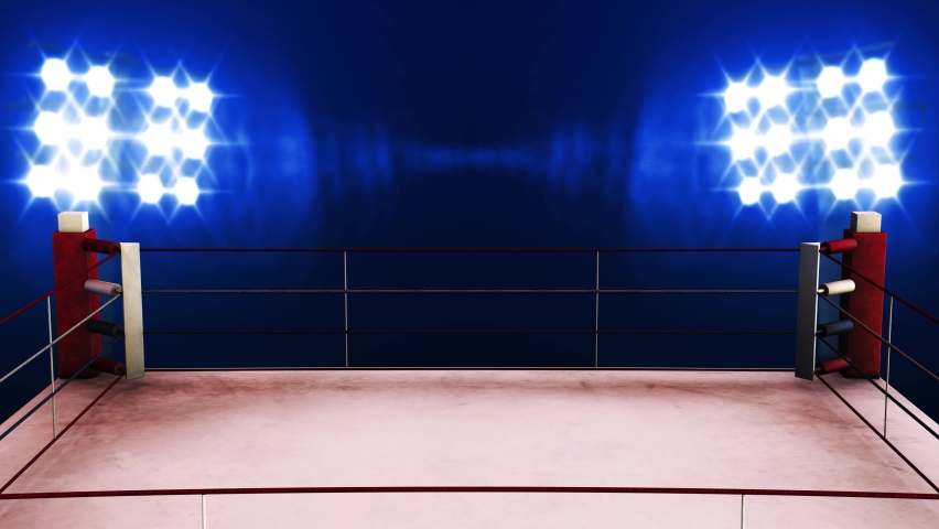 boxing ring lights projectors before fight Stock Footage Video (100%