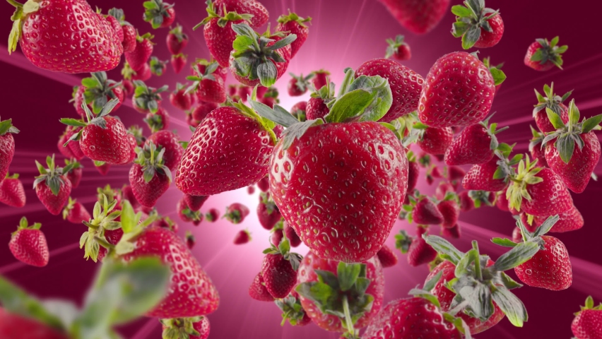 Burst of Strawberry in Deep Fuchsia Background | Shutterstock HD Video #1069388128