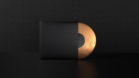 Animation of different vinyl records. 3d rendering.