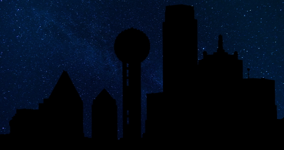 Reunion Tower Dallas Texas Milky Way Stars Night Time Lapse