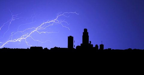 Omaha Nebraska Stormy Night Lighting Bolt Time Lapse