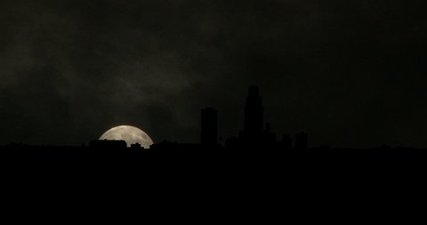 Omaha Nebraska Cloudy Moonrise Time Lapse
