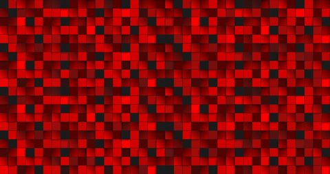 Abstract dark tech motion background with red glossy mosaic squares pattern. Seamless looping. Video animation 4K 4096x2160