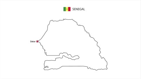 Motions point of Dakar City with Senegal flag and Senegal map.