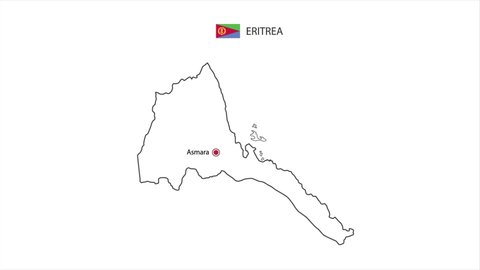 Motions point of Asmara City with Eritrea flag and Eritrea map.