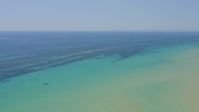 Stunning aerial view of blue Mediterranean Sea. Coastline, seascape, water, clean, summer. Drone Video Footage 4K