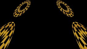 Art Deco gold pattern on a black background, which tilts up and moves down, composed of geometric shapes typical of the style, in 4K and 16:9 video format.