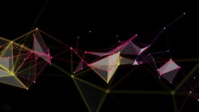 Futuristic plexus video animation with glowing triangles in slow motion, 4096x2304 loop 4K
