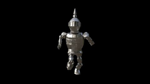 3D running knight animation on black background
