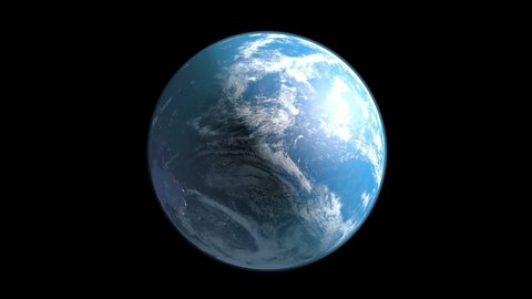 4K Earth day and night rotation on black background.Earth loop animation