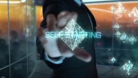 Businessman with Self Starting hologram concept - Powered by Shutterstock - Get 15% off with code: PIKWIZARD15