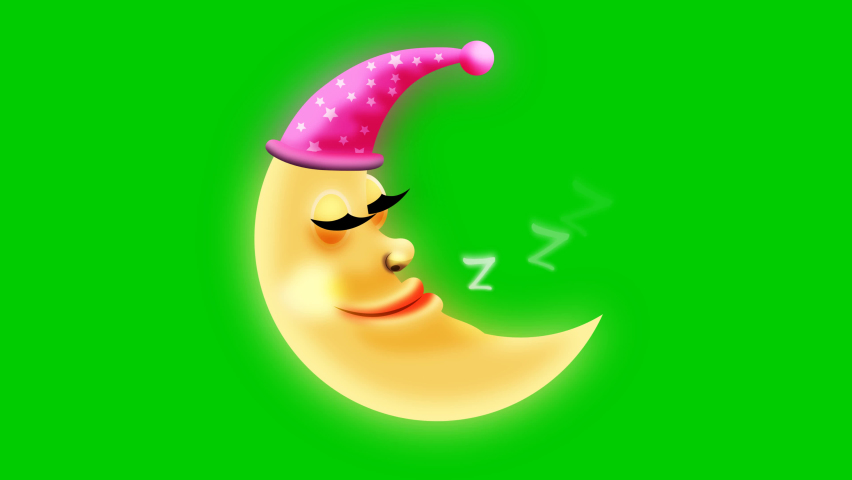 Charming cartoon yellow moon sleeping with 