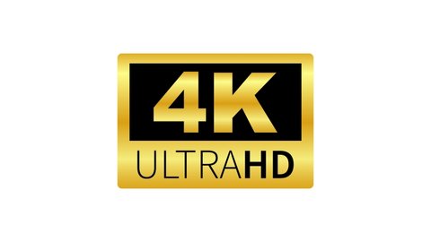 4K Ultra HD label. High technology. LED television display. Motion graphics.