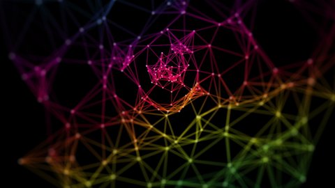 Futuristic plexus video animation with glowing triangles in slow motion,  Stockvideó