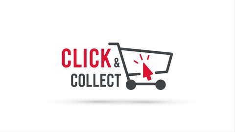 Animation of business icon click and collect fall down