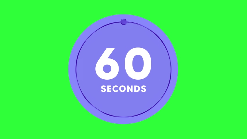 Countdown 60 Seconds Animation Green Screen One Minute 4K V1