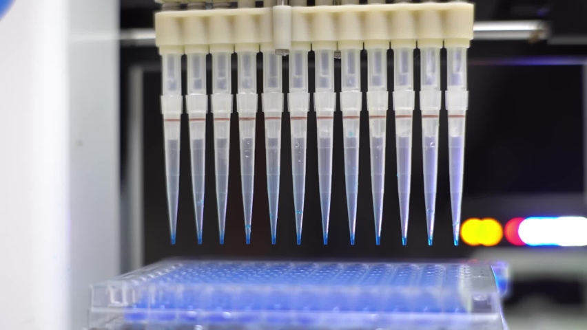 Automated DNA Processor real-time PCR cycler. Modern medical test robotic machine, molecular genetic research laboratory Royalty-Free Stock Footage #1069504348