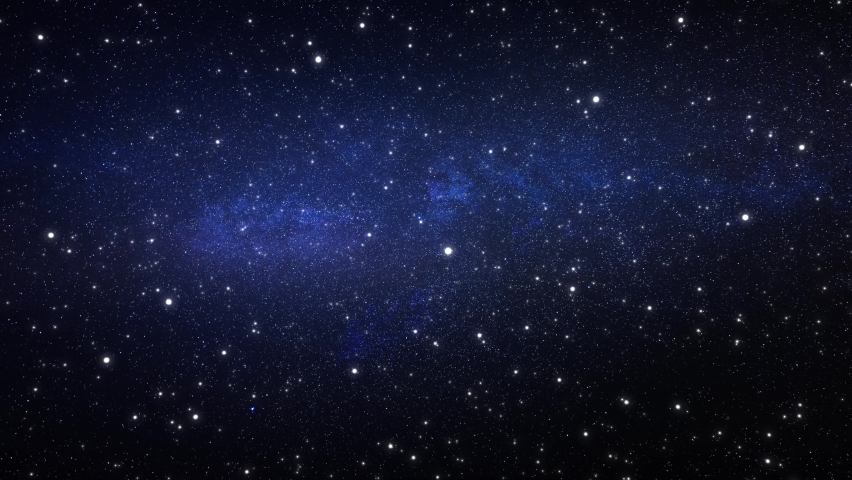 Flying Through The Stars And Blue Nebula In Space. Galaxy exploration through outer space towards glowing milky way galaxy. . High quality 4k footage Royalty-Free Stock Footage #1069521979