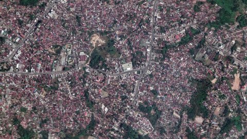Zoom in from space and focus on Indonesia, Jambi. 3D Animation. Background for travel intro. 