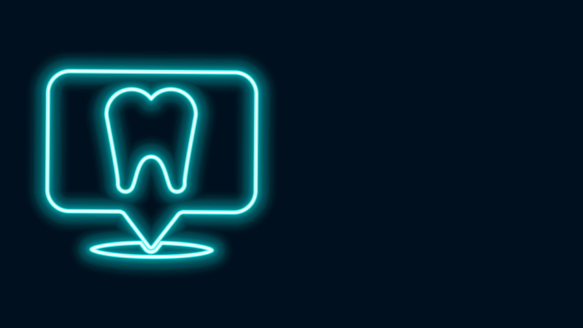 Glowing neon line Dental clinic location icon isolated on black background. 4K Video motion graphic animation. | Shutterstock HD Video #1069540345