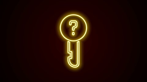 Glowing neon line Undefined key icon isolated on black background. 4K Video motion graphic animation.