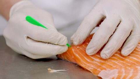 Hand Deboning Salmon Fish Market Stock Photo (Edit Now) 144123058