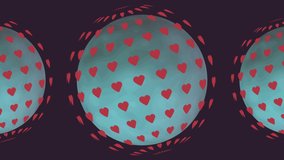 Spinning Covid Cells of Valentine Hearts, Video Loop Animation