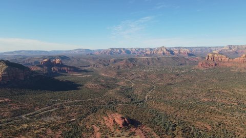 Aerial panorama of Sedona canyon from top of Courthouse Butte