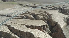 aerial video of the qinghai-tibet plateau railway, China