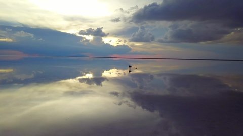 
drone uyuni lake beautiful reflection bolivia
