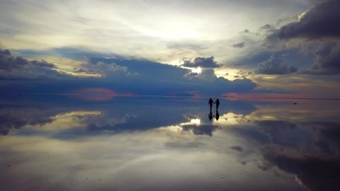 
drone uyuni lake beautiful reflection bolivia