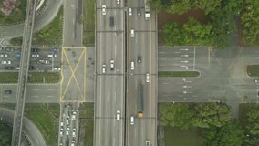 4K UHD Top Down Aerial Footage Of A Junction And Fly Over Of Federal Highway