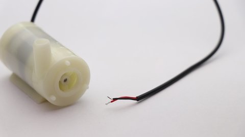 Small submersible water pump used in making various hobby projects. Micro dc motor water pump