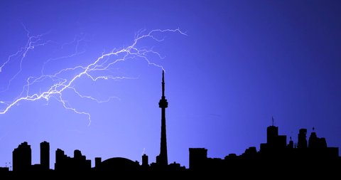 CN Tower Toronto Timelapse Stormy Night Lighting Bolt Time Lapse