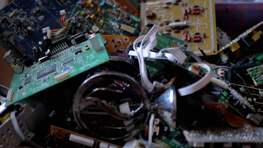 Lots Old Boards with Radio Components, Transistors, Chips, Resistors, Capacitor