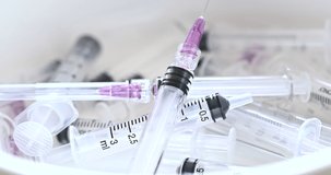 4K Video of Many Syringes