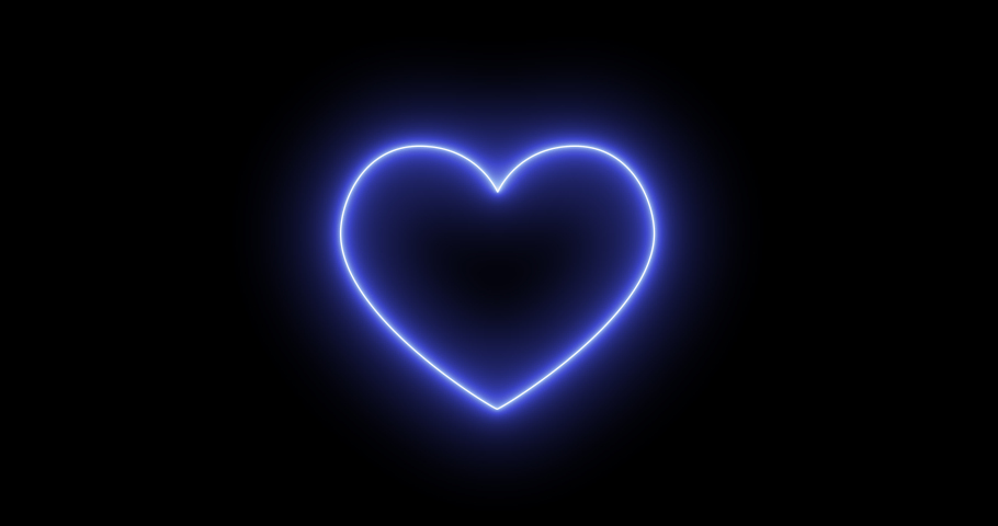 Animation Glowing Neon Heart Shaped Light Stock Footage Video (100% ...