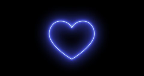 Animation of glowing neon heart shaped light on black screen. LGBTQ icon the colors of rainbow of LGBTQ lesbian, gay pride, bisexual, transgender social movements. 4K video motion graphic animation