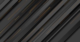 Black abstract striped motion background with golden lines. Seamless looping. Video animation 4K 4096x2160