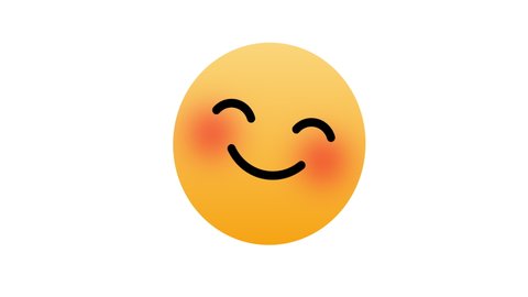 Smile Face Flat Animated Emoji Reaction. 4K Ultra HD Video Motion Graphic, Loop Animation.