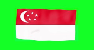 Flags of the Singapore with Green Screen Chroma Key High Quality 4K UHD 2K-2.5K, HD, SD video. 
