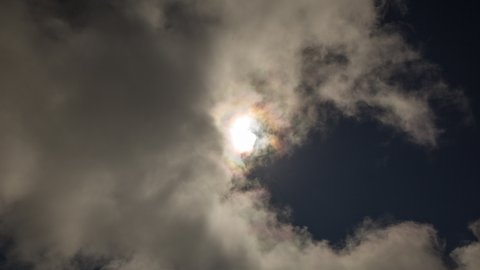Fast forward and reverse looping video of clouds moving across the sun in the sky