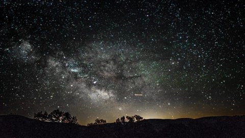 Milky way on the dark night sky. Night sky milky way galaxy. This animated video can loop able to any duration as you want. Starry night, blue night sky infinity stars, and starry sky.