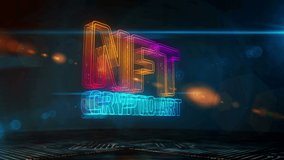 NFT Crypto Art symbol. Cryptocurrency digital money, collectibles, cyber coin and crypto currency mining icon concept. Camera on crane around 3d icon. Seamless loopable abstract animation. - Powered by Shutterstock - Get 15% off with code: PIKWIZARD15