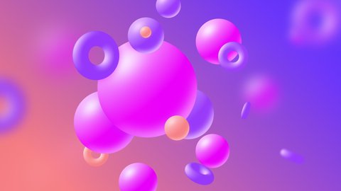 Стоковое видео: Abstract background with 3D balls and bagels. Lopp.