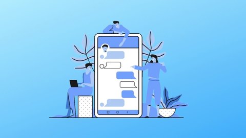 explainer video mobile scene with blue color  Video stock