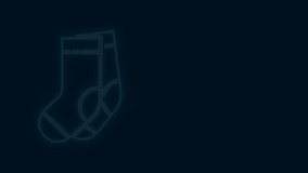 Glowing neon line Socks icon isolated on black background. 4K Video motion graphic animation.