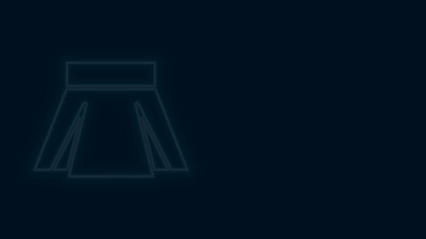 Glowing neon line Skirt icon isolated on black background. 4K Video motion graphic animation.