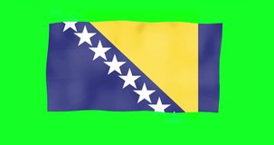 Flags of the Bosnia and Herzegovina With Green Screen Chroma Key High Quality 4K UHD 2K-2.5K, HD, SD video.